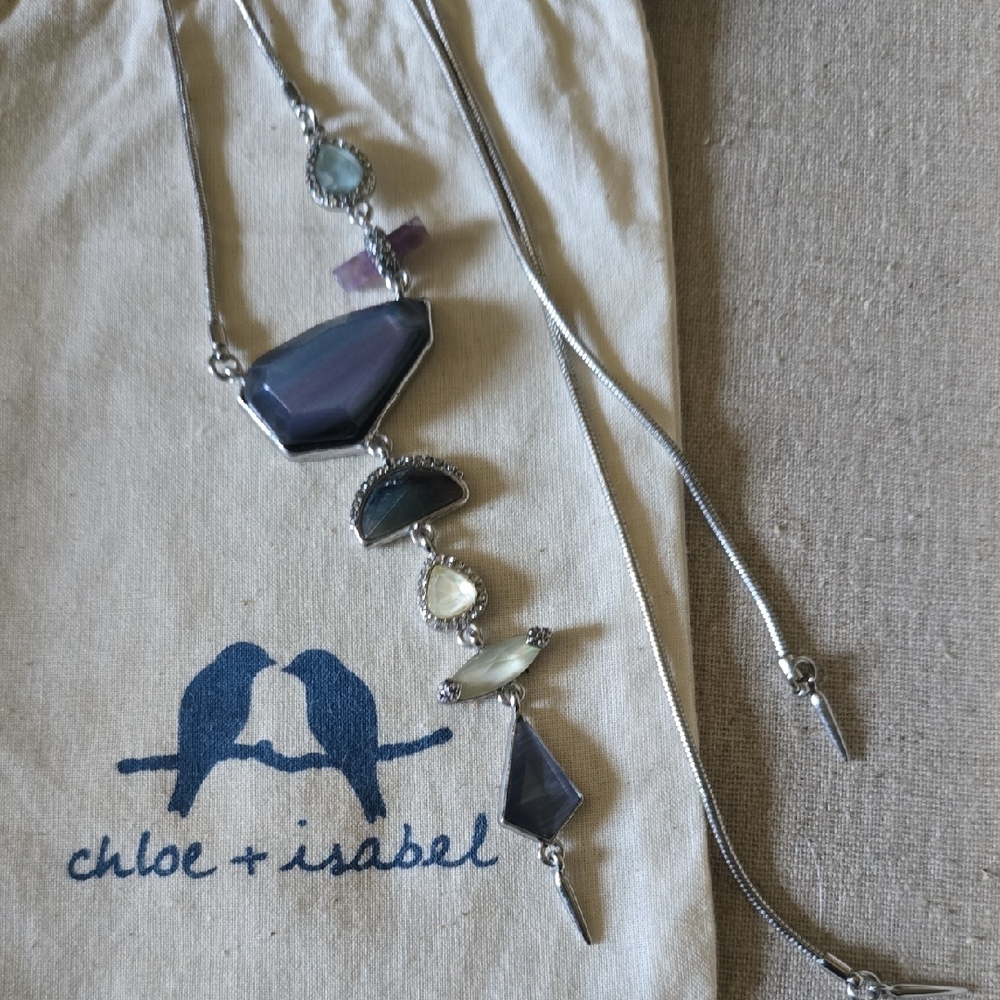 Chloe + Isabel Silver and Purple Necklace with Dainty Chain